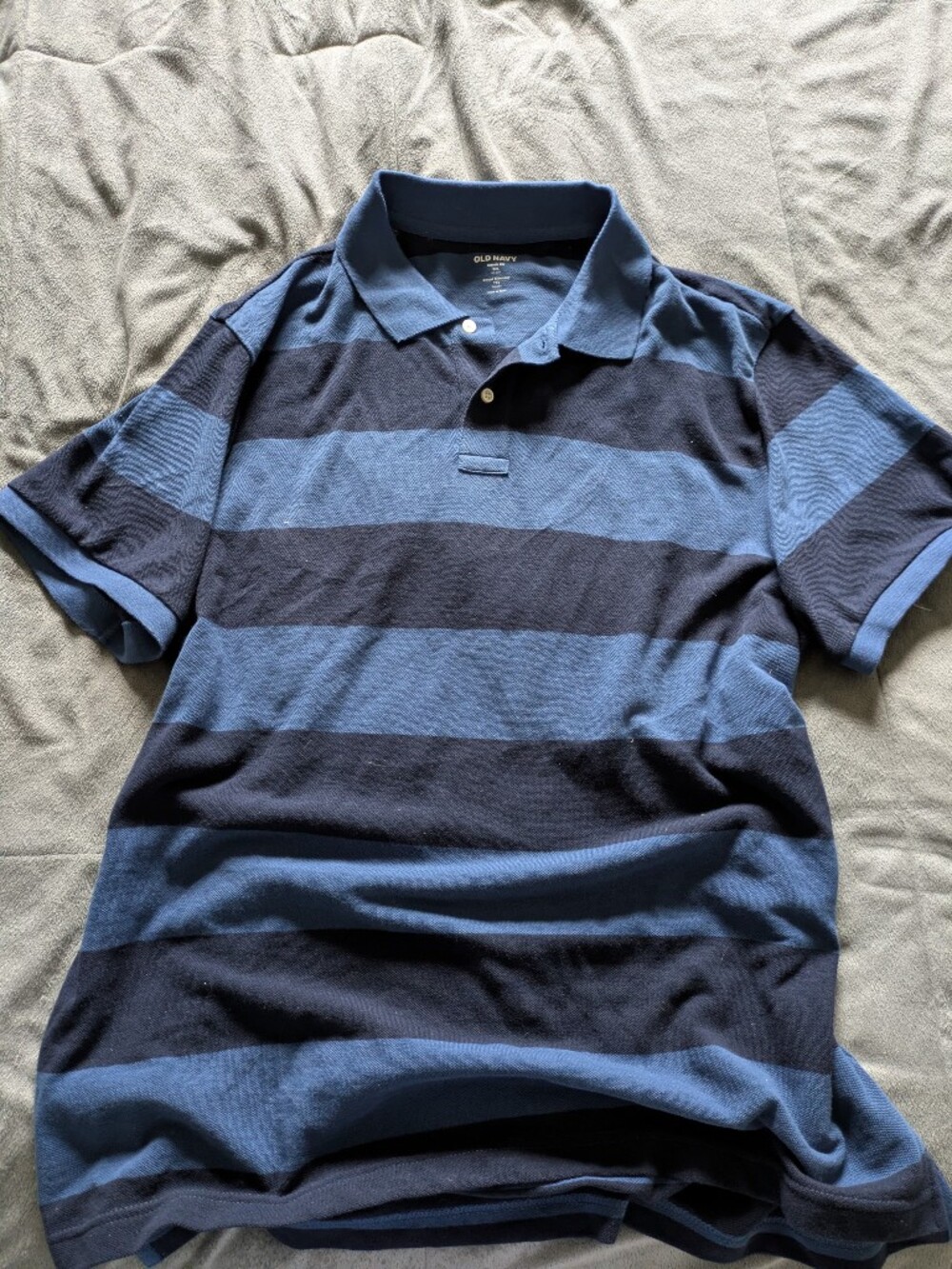 Classic Y2K Men's Striped Polo Shirt - Blue & Navy